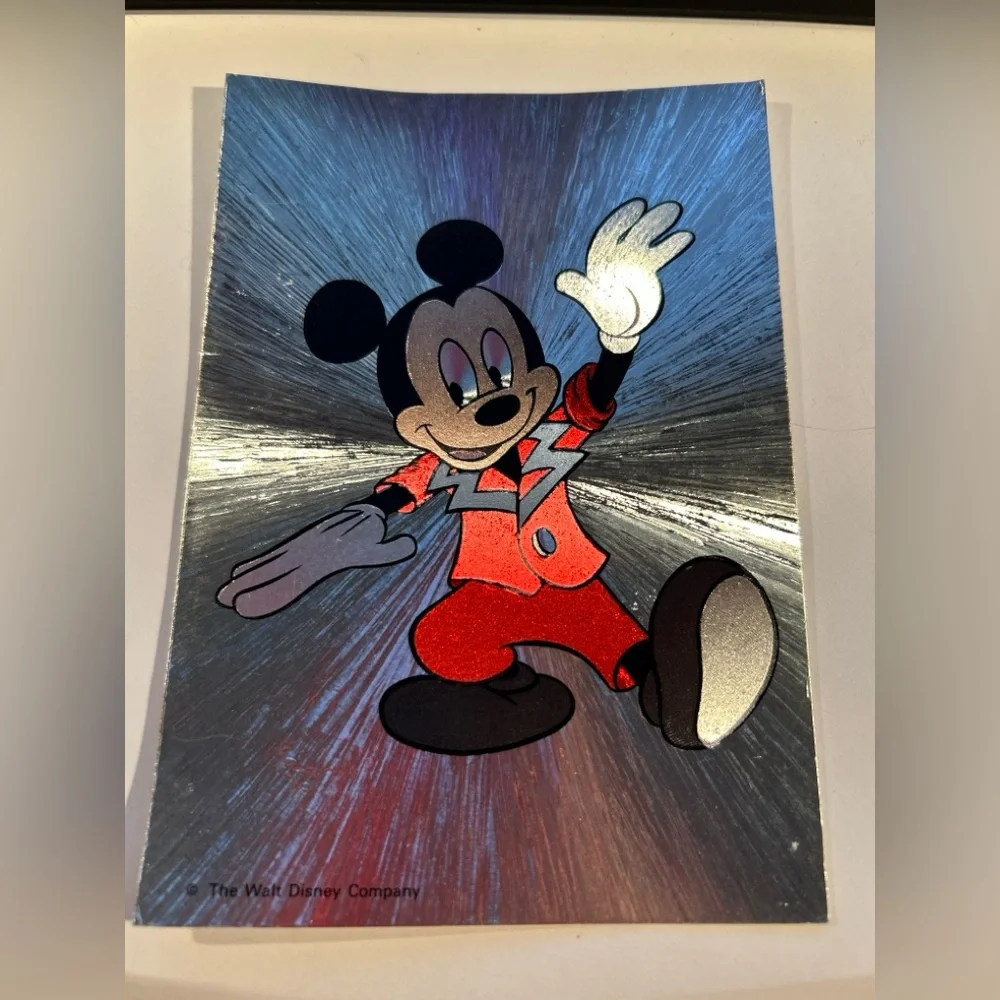 Mickey Mouse Silver and Red Vintage Podtcard